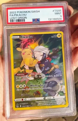 2022 Pokemon Lost Origin Full Art Holo Trainer Gallery #TG05 Pikachu PSA 9 Card - Image 1