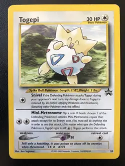 Togepi Black Star Promo BSP 30 Vintage 2000 WOTC Pokemon Card NM - Image 1