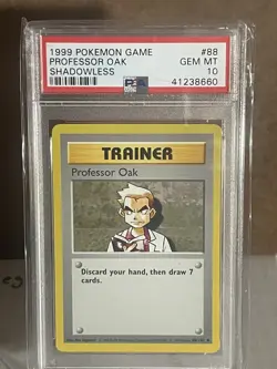 1999 POKEMON BASE SET SHADOWLESS #88 PROFESSOR OAK PSA 10 - Image 1