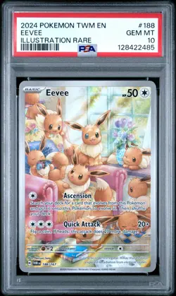 2024 POKEMON TWM EN-TWILIGHT MASQUERADE ILLUSTRATION RARE #188 EEVEE PSA 10 - Image 1