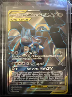 Pokemon 2019 Sun & Moon Unbroken Bonds Full Art #203 Lucario & Melmetal GX - Image 1