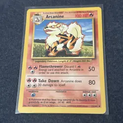 Pokemon TCG WoTC Arcanine 023/102 Base Set Vintage Rare Lightly Played LP - Image 1