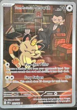 Team Rocket's Meowth 203/182 Destined Rivals Pokemon - Image 1