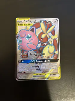 Mega Lopunny & Jigglypuff GX (Full Art) 225/236 Cosmic Eclipse Pokemon Card NM - Image 1