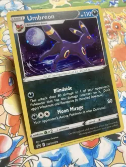 Pokemon TCG Umbreon SWSH129 Black Star Promo Holo Card With Fart Swirl - Image 3