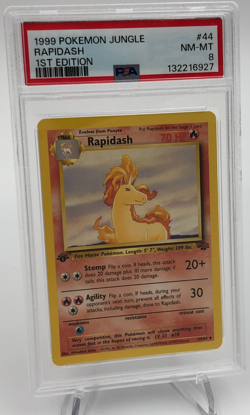 1999 POKEMON JUNGLE Trading Card RAPIDASH #44/64 1ST EDITION graded PSA NM-MT 8 - Image 1