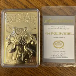 Poliwhirl Pokemon 23K Gold Plated Trading Card Burger King 1999 - Image 1