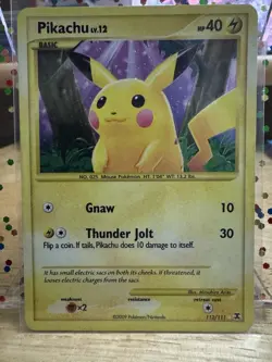 Pokemon TCG Pikachu Secret Rare Holo Card 112/111 Rising Rivals - Image 1