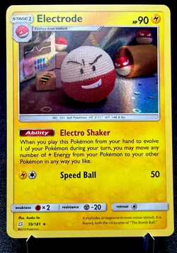 Electrode 39/181 NM Holo Rare Asako Ito Crocheted Art Sun & Moon Pokemon Card! - Image 1