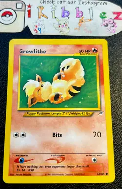 Growlithe 68/105 LP Unlimited Cute Snuggly Grass Art Neo Destiny Pokemon Card! - Image 1