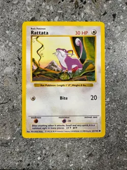 Pokemon TCG Cards SHADOWLESS Base Set Rattata 61/102 - Image 1