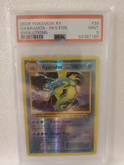 2016 Pokemon XY Evolutions Gyarados Reverse Holo Foil 34/108 PSA 9 Mint - Image 1