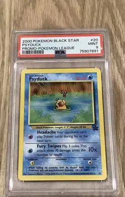 2000 WOTC POKEMON LEAGUE PSYDUCK #20 NON-HOLO BLACK STAR PROMO PSA 9 MINT A - Image 1
