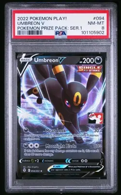PSA 8 Umbreon V 094/203 Prize Pack Series 1 Pokemon PLAY! - Image 1