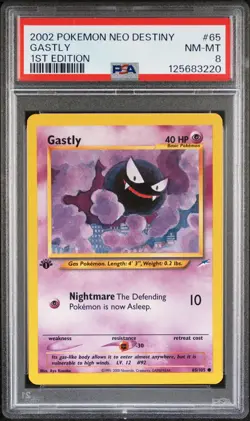2002 POKEMON NEO DESTINY 1ST EDITION #65 GASTLY PSA 8 - Image 1
