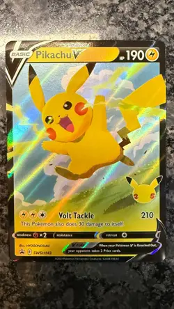 Pikachu V SWSH143 Pokemon SWSH BLACK STAR Promo NM 25 CELEBRATIONS - Image 1