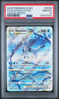 2023 PSA 10 Glaceon Vstar GG40/GG70 Pokemon Crown Zenith Galarian Gallery Holo - Image 1