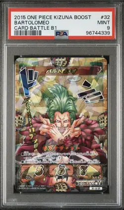 Bartolomeo Japanese One Piece Kizuna Boost Card Battle Card PSA 9 B1-32 GR Holo - Image 1