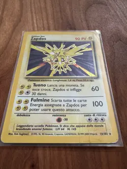 Pokemon TCG Base Set Zapdos Holo Rare Card 16/102 Italian 1999 - Image 3