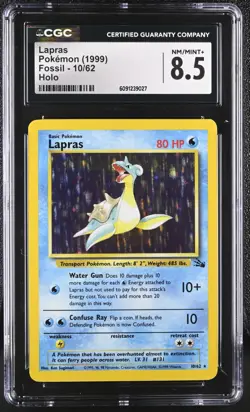 CGC 8.5 Lapras 1999 Fossil 10/62 Holo Pokemon Card - Image 1