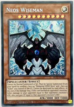 BLC1-EN007 Neos Wiseman - Secret Rare 1st Edition Near Mint YuGiOh Card - Image 1