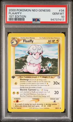 2000 POKEMON NEO GENESIS 1ST ED #34 FLAAFFY PSA 10 - Image 1