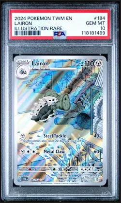 2024 POKEMON TWM EN-TWILIGHT MASQUERADE ILLUSTRATION RARE #184 LAIRON PSA 10 - Image 1