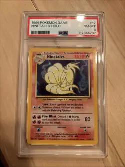 1999 Pokemon Base Set Unlimited Ninetales #12 Holo Rare 12/102 - PSA 8 NM-MT - Image 1