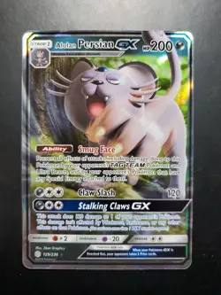 Pokemon TCG Alolan Persian GX 129/236 Sm-Cosmic Eclipse 2019 Ultra Rare NM CLEAN - Image 1