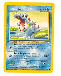 Totodile 81/111 1st Edition Neo Genesis Set WOTC Vintage Pokemon Card 2000 NM - Image 1