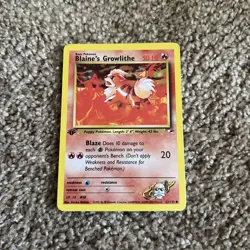 Blaine's Growlithe 62/132 1st Edition Pokemon Card Gym Heroes Common WOTC🔥 - Image 1