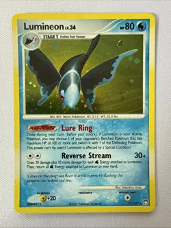 Lumineon 11/123 Mysterious Treasures Holo Rare Swirl Pokemon Card - Image 2