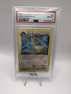 Pokemon Dark Dragonite First Edition 22/82 Team Rocket Regular PSA 8🔥 - Image 1