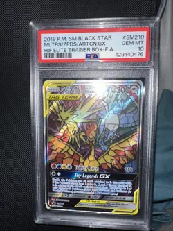 Pokemon TCG Moltres Zapdos Articuno GX Stained Glass SM210 PSA 10 - Image 2