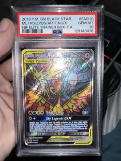Pokemon TCG Moltres Zapdos Articuno GX Stained Glass SM210 PSA 10 - Image 5