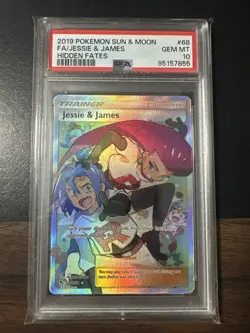2019 POKEMON SUN & MOON HIDDEN FATES #68 FULL ART/JESSIE & JAMES PSA 10 - Image 1