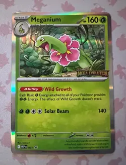 Meganium - MEP 001 Mega Evolutions Stamped Black Star Promo Pokemon TCG NM - Image 1