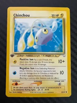 Pokemon TCG 1st Edition Neo Revelation Chinchou 42/64 LP - Image 1