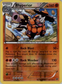 Rhyperior 62/146 Reverse Holo Rare Pokemon English XY Base Set Played - Image 1