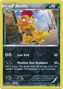 Scrafty - 67/111 - Uncommon - Reverse Holo LP, English Pokemon Furious Fists - Image 1
