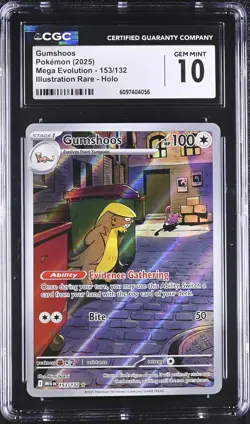CGC 10 Gumshoos 153/132 Illustration Rare Mega Evolution Pokemon Card - Image 1