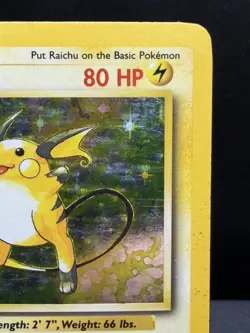 Pokemon TCG WOTC Base Set Raichu 14/102 Holo Rare Unlimited MP/Crease - Image 3