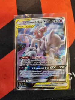MEWTWO & MEW GX 2019 POKEMON SM BLACK STAR PROMO SM191 FULL ART Tag Team - Image 1