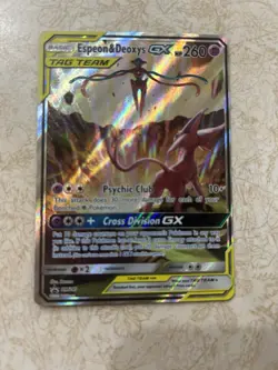 Pokemon TCG Espeon & Deoxys GX Tag Team Black Star Promo Card #SM240 NM - Image 1