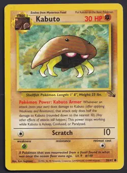 Pokemon TCG Kabuto 50/62 Fossil Unlimited Card WOTC Near Mint - Mint a6 - Image 1
