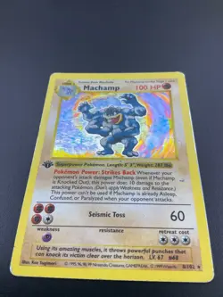 SHADOWLESS WOTC - Machamp 8/102 - Base Set - Holo Rare Pokemon Card (D) - Image 1