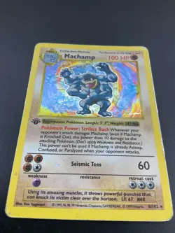 SHADOWLESS WOTC - Machamp 8/102 - Base Set - Holo Rare Pokemon Card (C) - Image 1