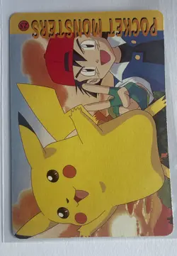Pikachu Ash Pokemon 1996 Pocket Monsters Vending Sticker Card Prizm Rare #21 - Image 3