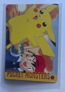 Pikachu Ash Pokemon 1996 Pocket Monsters Vending Sticker Card Prizm Rare #21 - Image 4