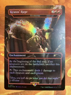 MTG Foil Borderless Kratos' Rage - Pyrohemia Secret Lair: God of War: Greek!! - Image 1